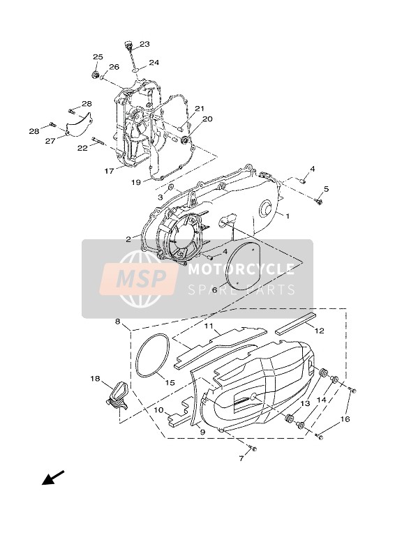 Yamaha XMAX 125 ABS 2020 Tapa del cárter 1 para un 2020 Yamaha XMAX 125 ABS